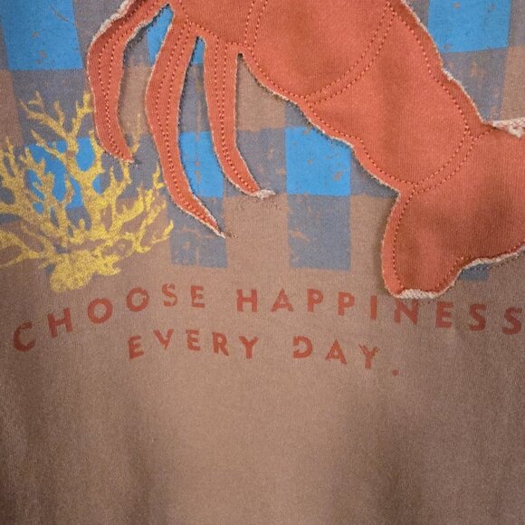 Easelle Applique Lobster Tee Oversized Womens Large Pink - Picture 8 of 10